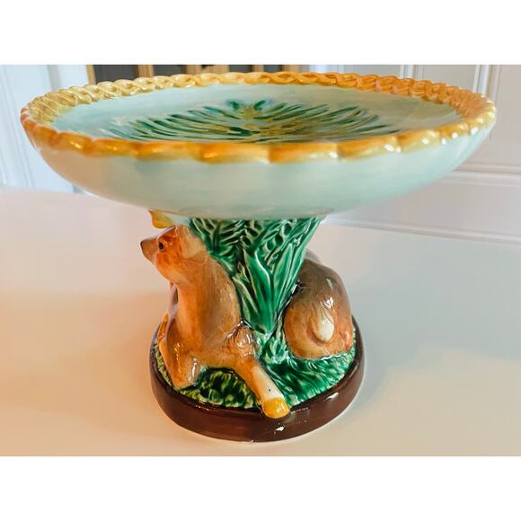 Vtg Majolica Handpainted Takahshi San Francisco Japan Deer Dish - Picture 4 of 8